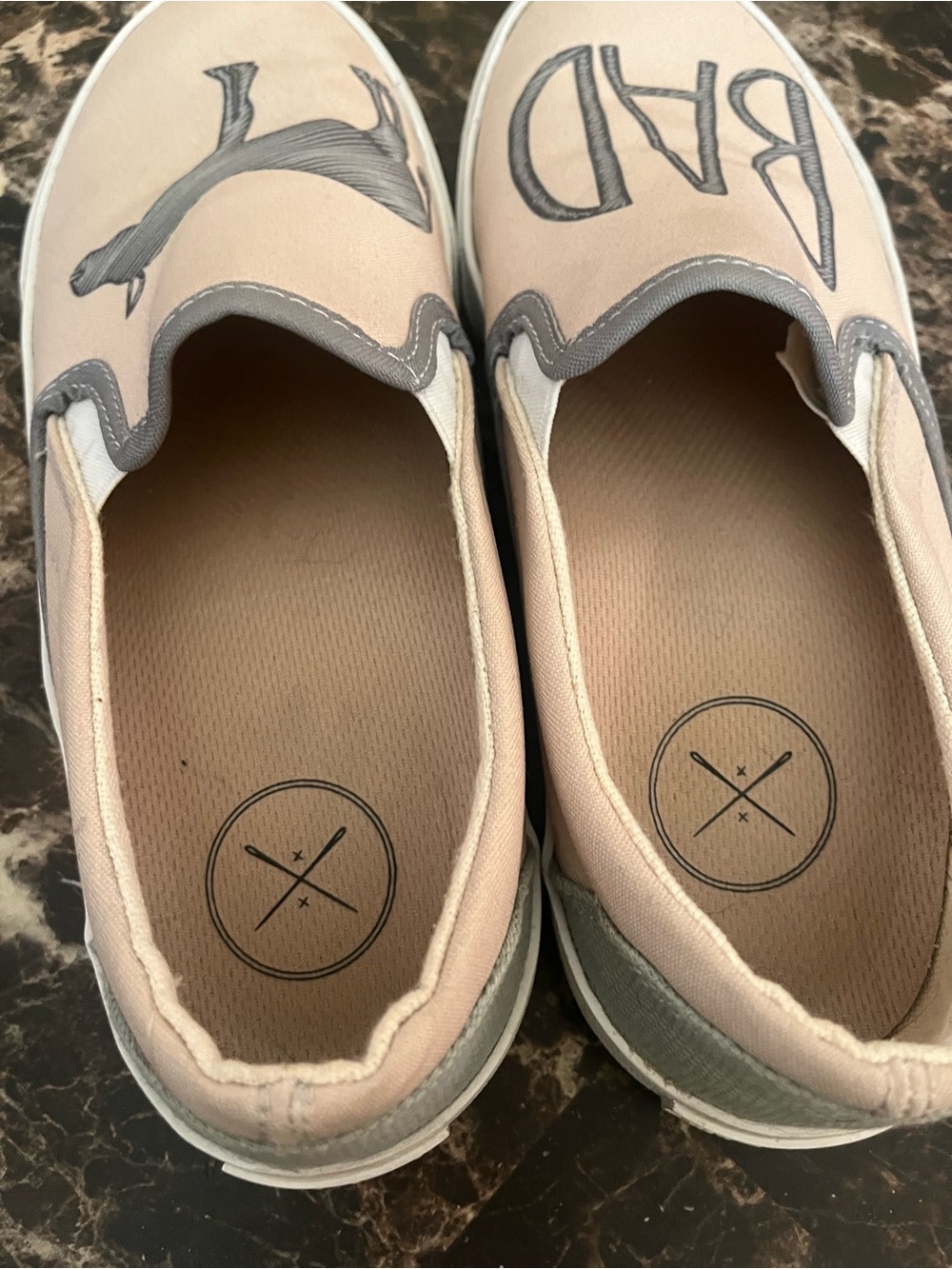 Casual Pink Canvas Slip-On Sneakers with 'BAD' Donkey Graphic - Picture 4 of 12